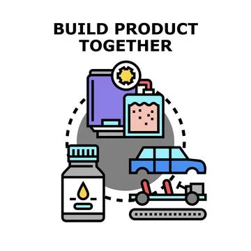Product development process collaborating on manufacturing innovation Stock Illustration