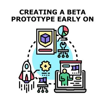 Product development process creating beta prototype planning Stock Illustration