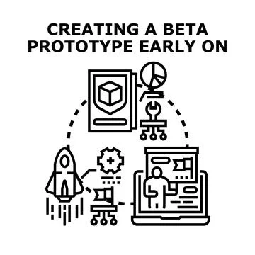Product development process creating beta prototype planning Stock Illustration