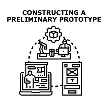Product development process creating digital and physical prototype Stockillustratie