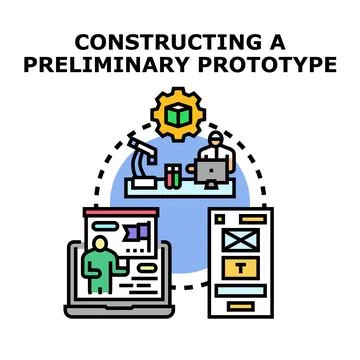 Product development process creating digital and physical prototype Stock Illustration