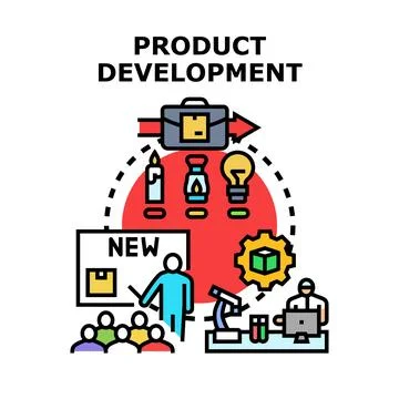 Product development process creating innovative business solutions Stock Illustration