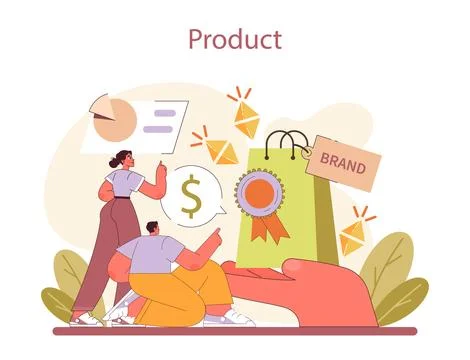 Product Development process. Designing and valuing brand identity in the Stock Illustration