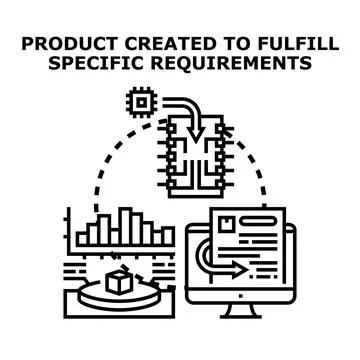 Product development process fulfilling specific requirements Stock Illustration