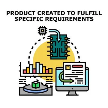 Product development process fulfilling specific requirements Stock Illustration