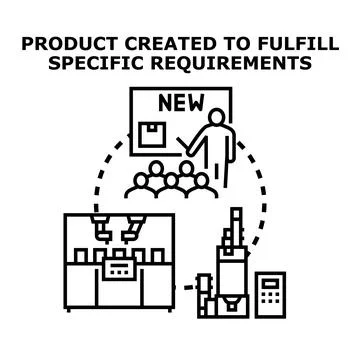 Product development process fulfilling specific requirements Stock Illustration