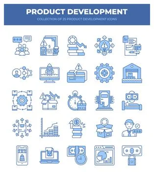 Product Development Process Icons. Streamlining Your Business Strategy Illustrazione stock