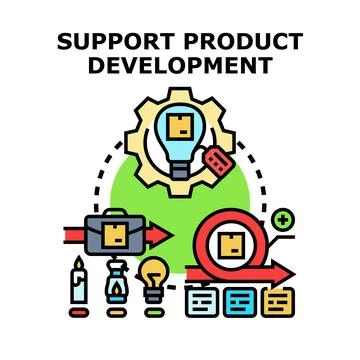 Product development process innovation support concept Stock Illustration