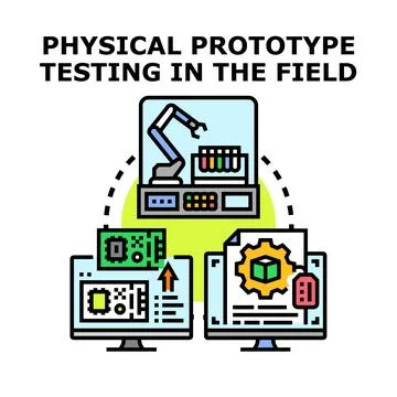 Product development process physical prototype testing Illustrazione stock