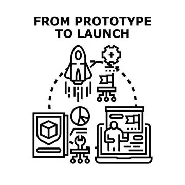 Product development process from prototype to launch Stockillustratie