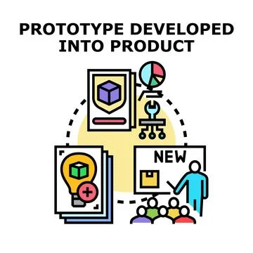 Product development process from prototype to market launch Illustrazione stock
