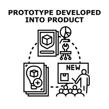 Product development process from prototype to market launch Stockillustratie