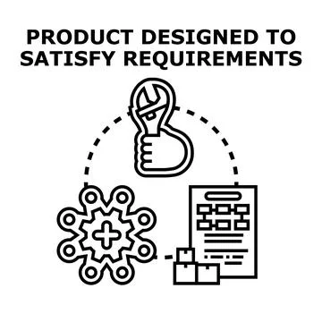 Product development process satisfying client requirements concept Stock Illustration