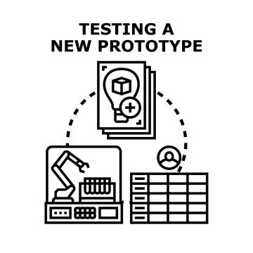 Product development process testing a new prototype Stock Illustration