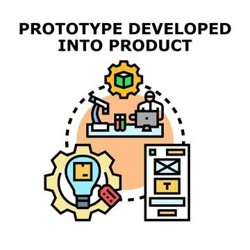 Product development process transforming idea into item Stock Illustration