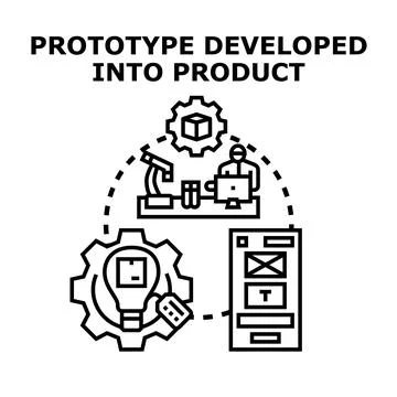 Product development process transforming idea into item Stock Illustration