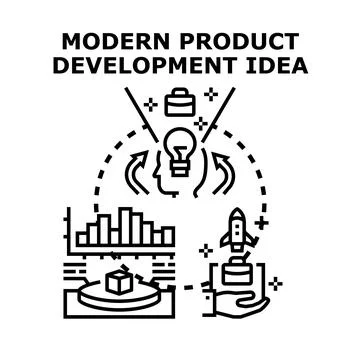 Product development process workflow creating new ideas Stock Illustration