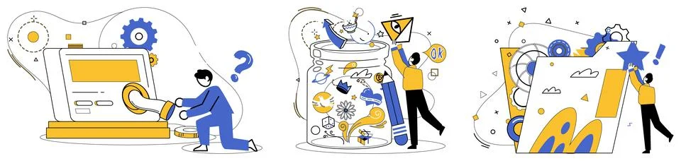 Product development. Progress is North Star guiding ship innovation in vast.. Illustrazione stock