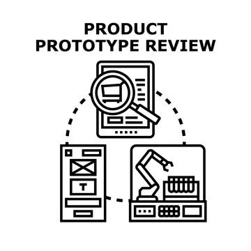 Product development prototype review process concept Stock Illustration