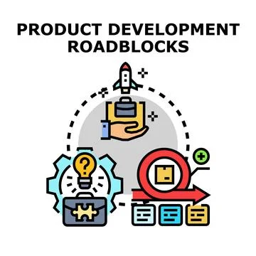 Product development roadblocks identifying agile solutions Stock Illustration