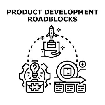 Product development roadblocks identifying agile solutions Stock Illustration
