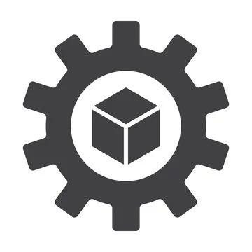 Product development solid icon vector cube and gear for startup logo box pack 스톡 일러스트