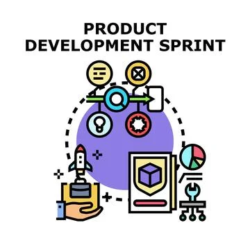 Product development sprint concept launching new innovative ideas Stock Illustration