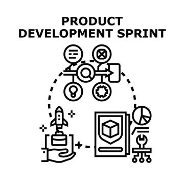Product development sprint concept launching new innovative ideas Stock Illustration