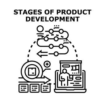 Product development stages implementing agile methodology concept Stock Illustration