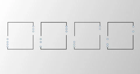 Product development stages representing square shapes missing dots 4K. Stock Footage 334518408