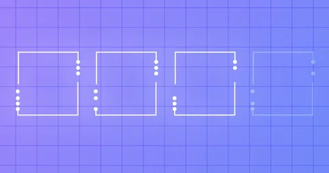 Product development stages representing square shapes missing dots 4K. Stock Footage 334518624