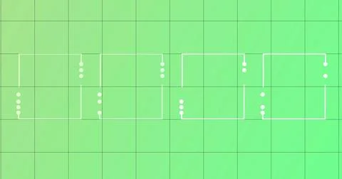 Product development stages representing square shapes with missing dots. Ph.. Illustrazione stock