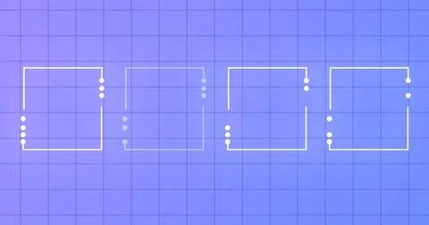 Product development stages representing square shapes with missing dots. Ph.. Stock Illustration