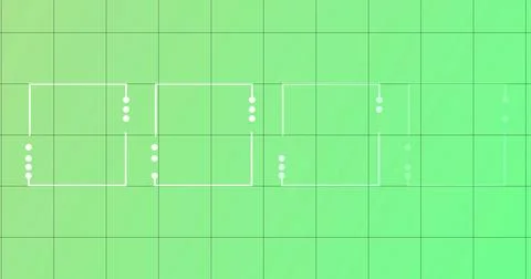 Product development stages representing square shapes with missing dots. Ph.. Illustrazione stock
