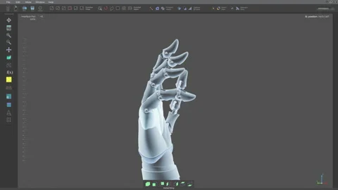 Product development ui displaying the construction of the modern robotic arm Stock Footage 234417705