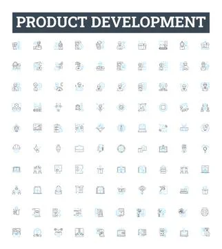 Product development vector line icons set. Product, Development, Plan, Research Illustrazione stock