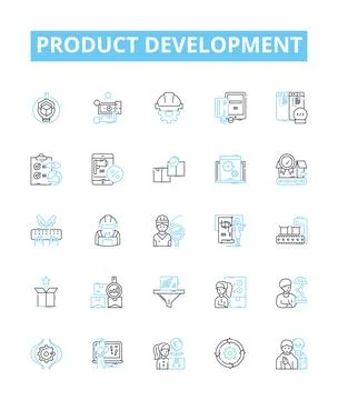 Product development vector line icons set. Product, Development, Plan, Research Illustrazione stock