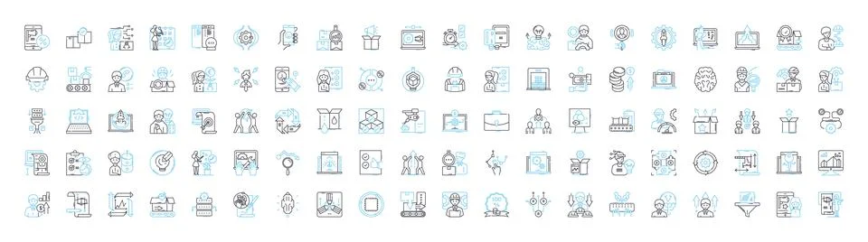 Product development vector line icons set. Product, Development, Plan, Research Illustrazione stock