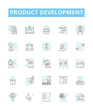 Product development vector line icons set. Product, Development, Plan, Research Illustrazione stock