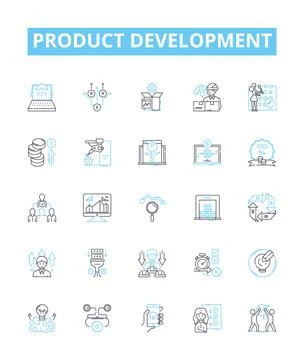 Product development vector line icons set. Product, Development, Plan, Research Illustrazione stock