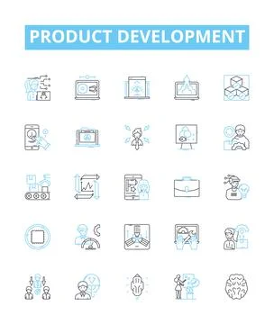 Product development vector line icons set. Product, Development, Plan, Research Illustrazione stock
