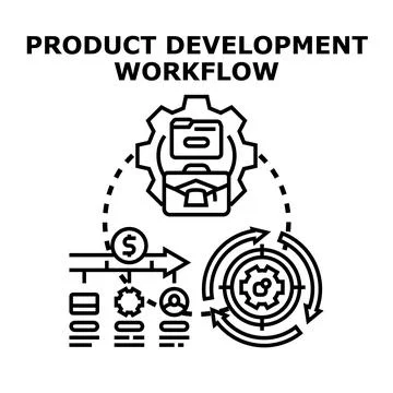 Product development workflow process creating innovative solutions Stock Illustration