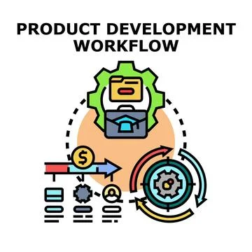 Product development workflow process creating innovative solutions Stock Illustration