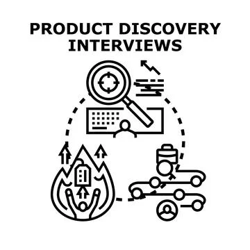 Product discovery interviews researching user needs concept Stock Illustration