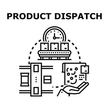 Product dispatch automation process delivering parcel concept Illustrazione stock