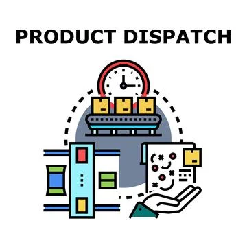 Product dispatch automation process delivering parcel concept 库存插图