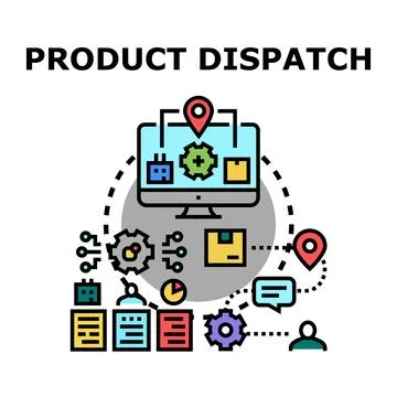 Product dispatch workflow organizing shipping and delivery operations Ilustração Stock