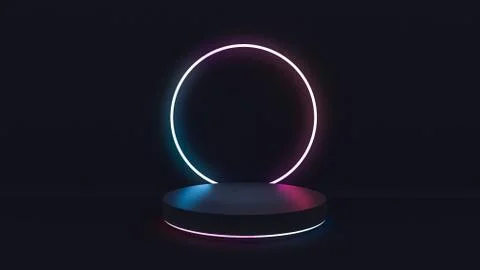 Product display area concept with red blue purple neon light 3D rendering Stock Illustration