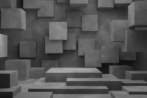 Product display design with cement texture. 3D rendering. Stock Illustration