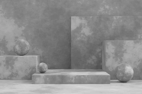 Product display design with cement texture. 3D rendering. Stock Illustration
